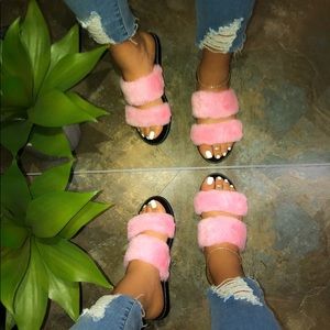 Pink Fur Sandals